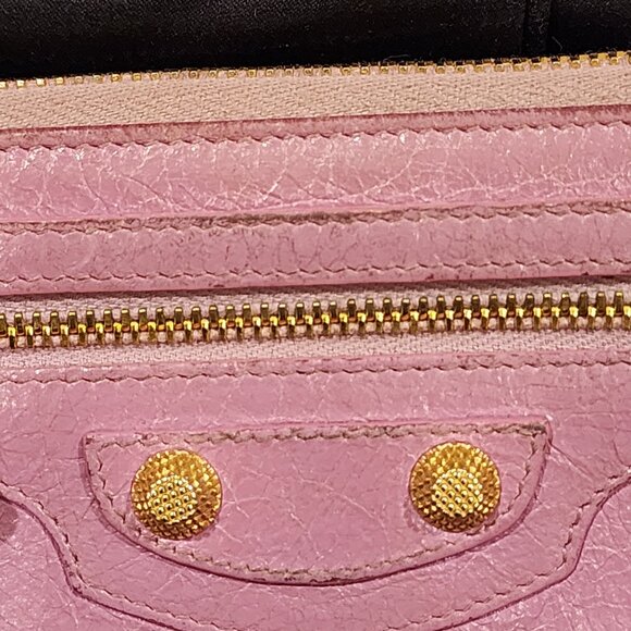 Excellent Balenciaga Zip around Wallet Pinkish Lavender Leather Continental - Picture 11 of 14